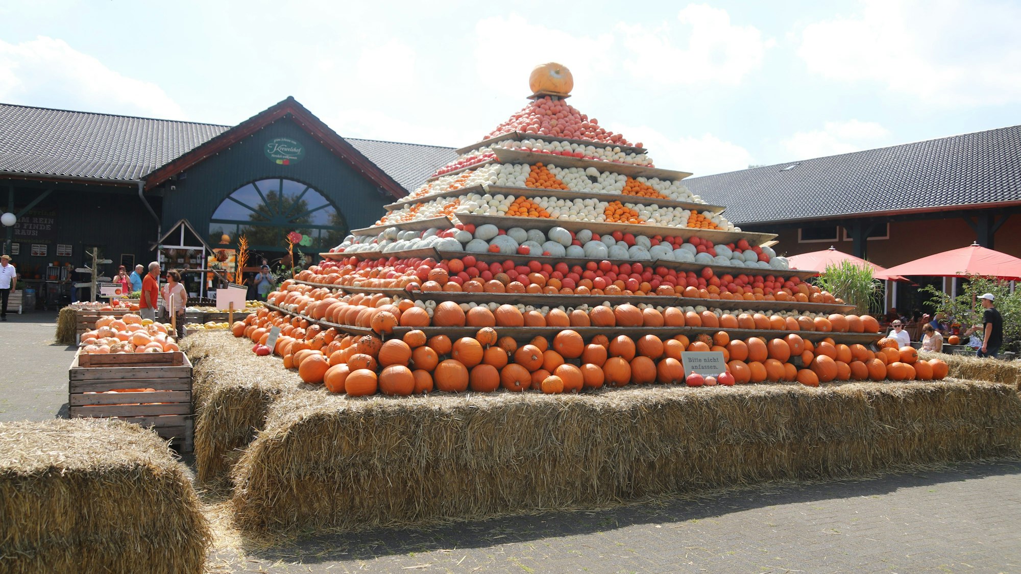 Die Kürbispyramide im Herbst ist weithin sichtbar