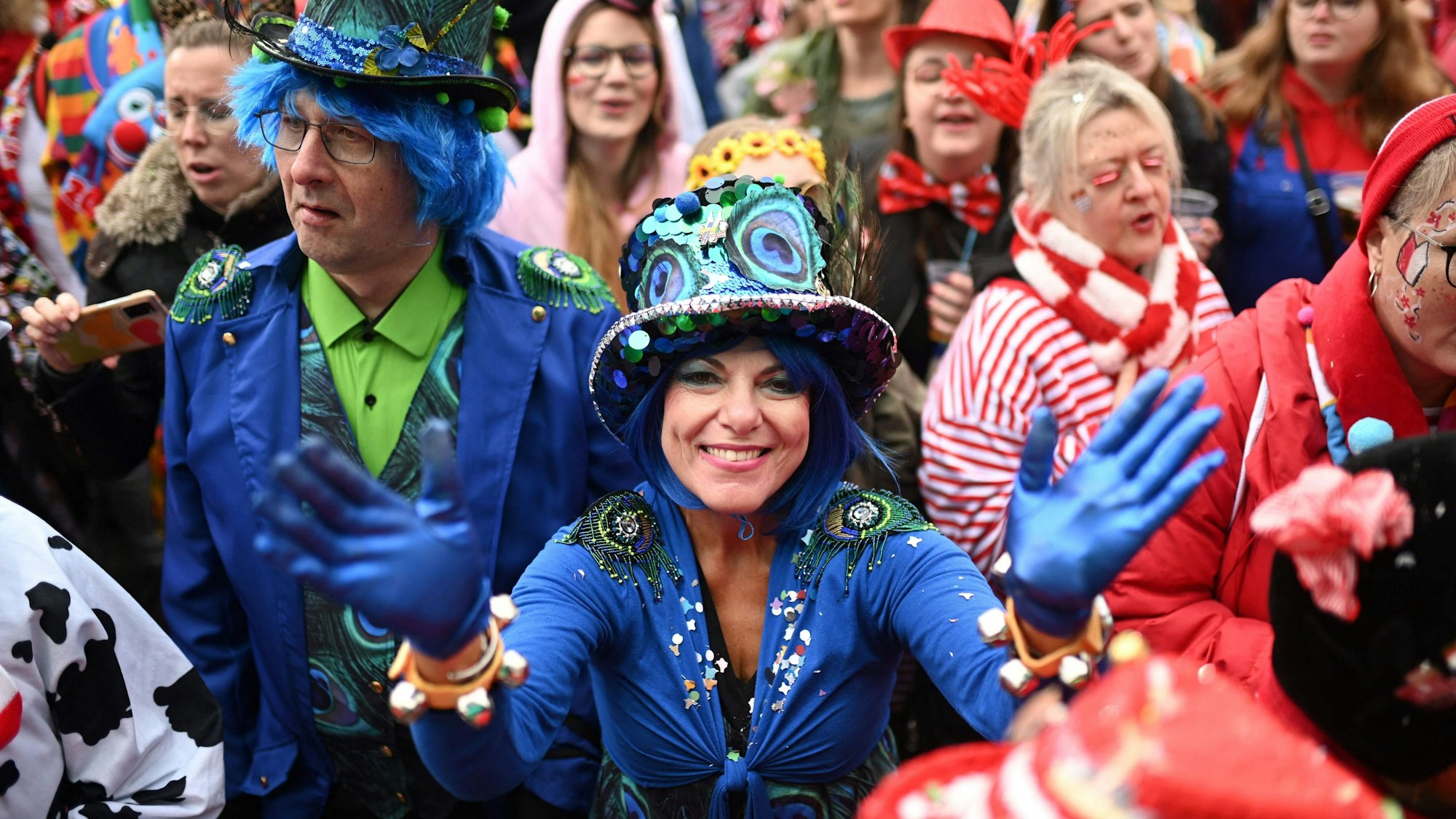 Jecke beim Kölner Rosenmontagszug