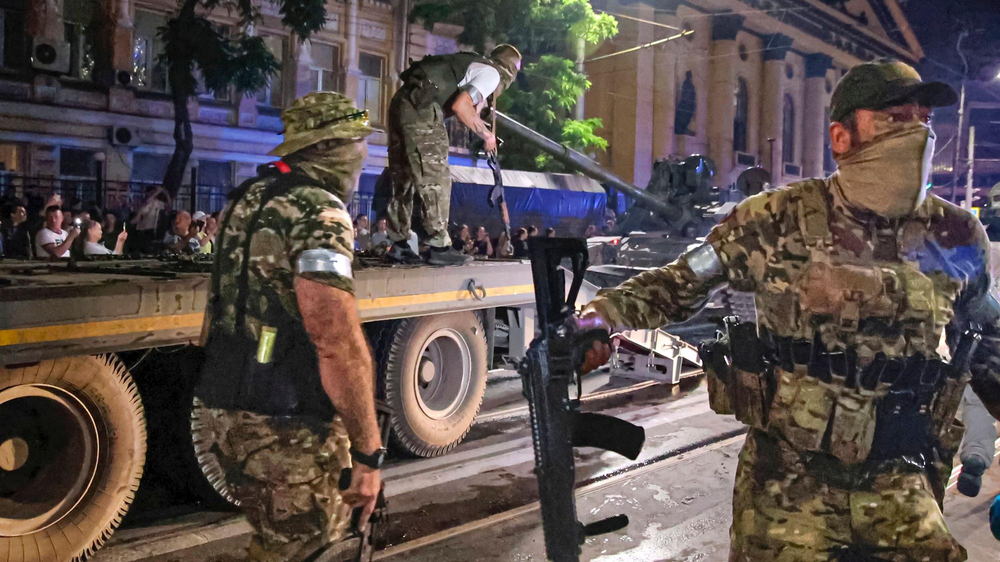 Einheiten der Söldnergruppe Wagner im Juni im russischen Rostow am Don.
