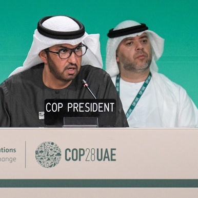 Sultan al-Dschaber, Präsident der COP 28, spricht während einer Sitzung auf dem UN-Klimagipfel COP 28.