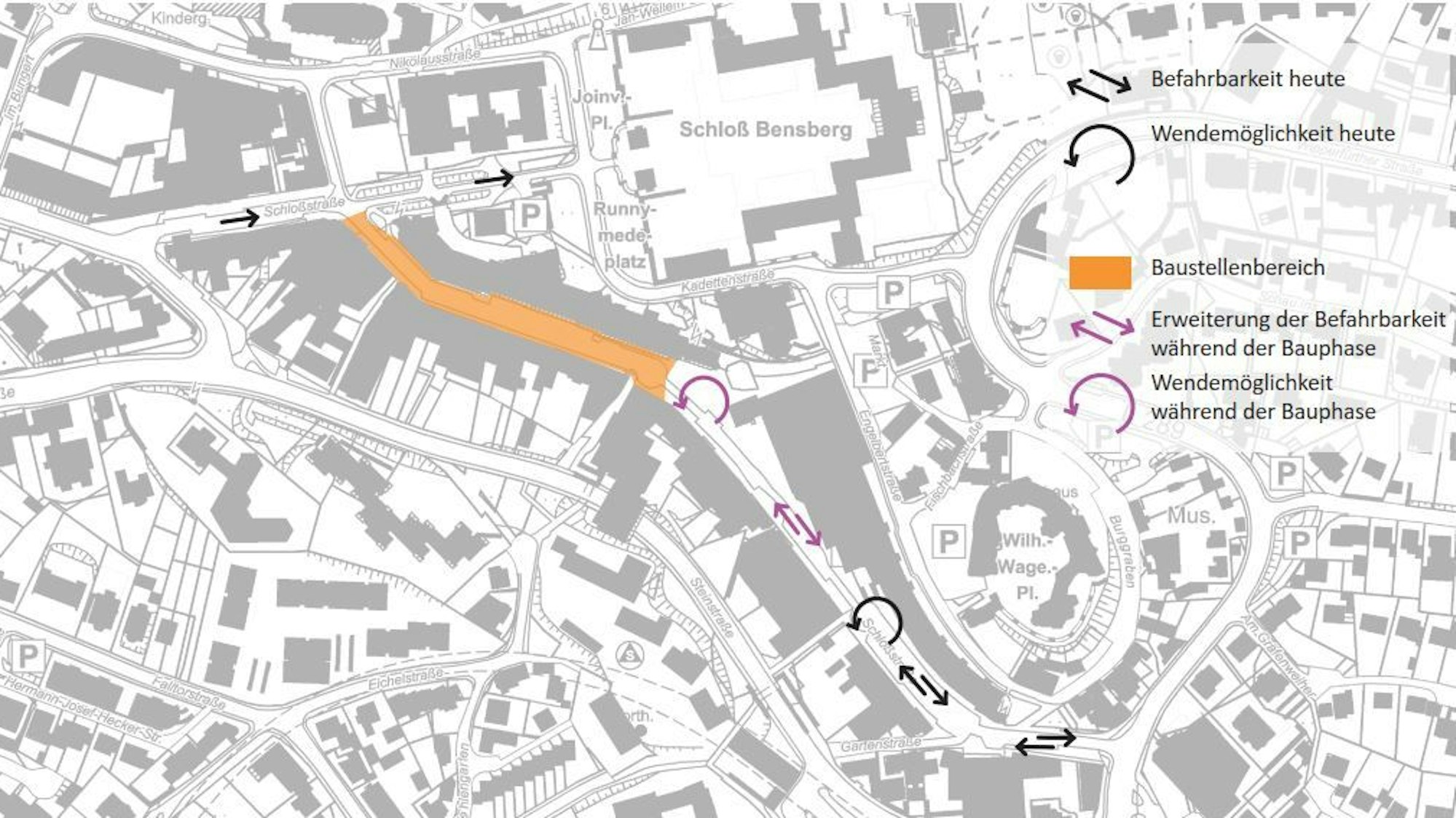 So soll sie aussehen, die Verkehrsführung in der Schloßstraße bei der Sperrung eines Teilabschnittes.