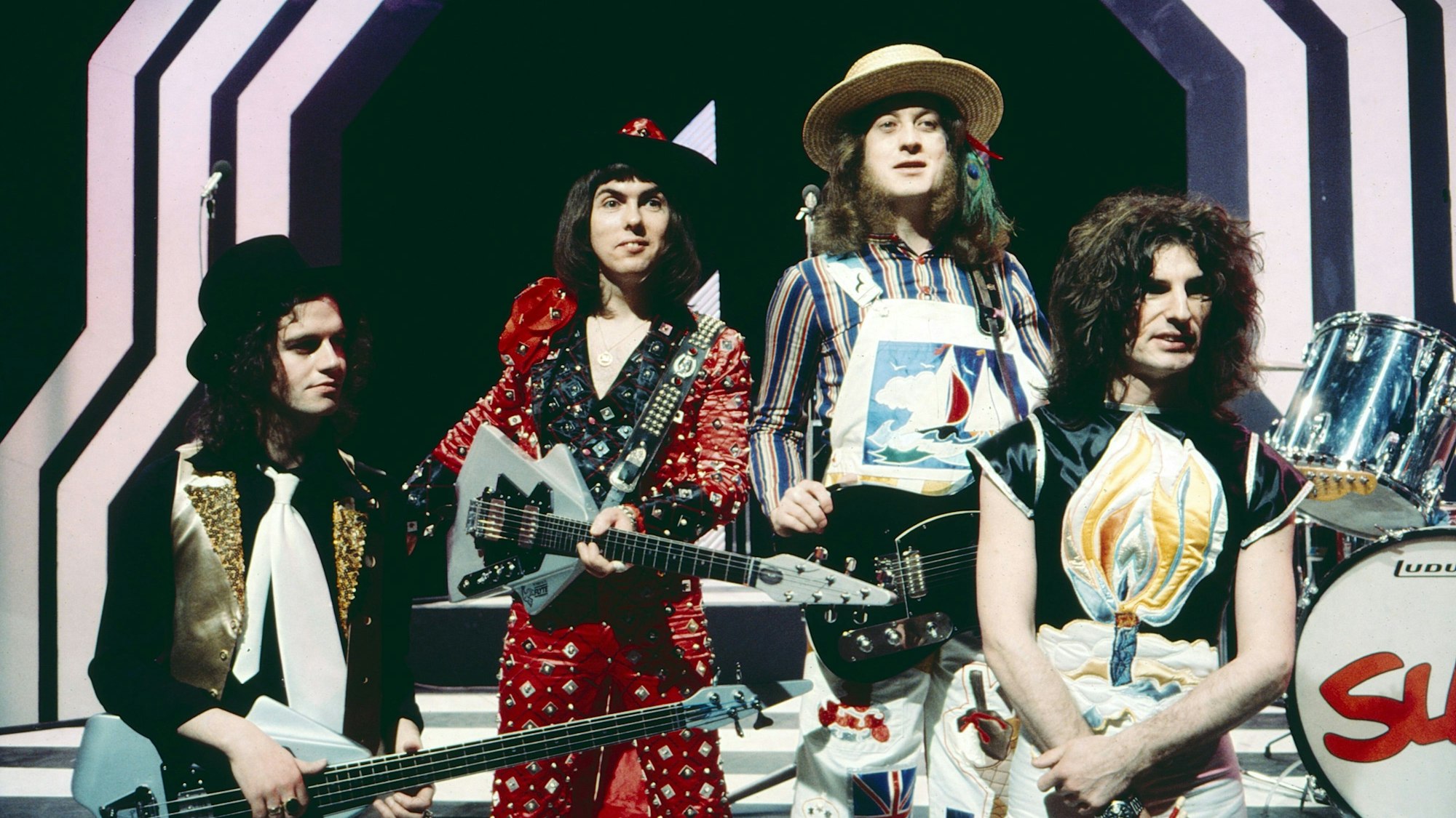 Die Glam-Rock-Band Slade in den 1970er Jahren.