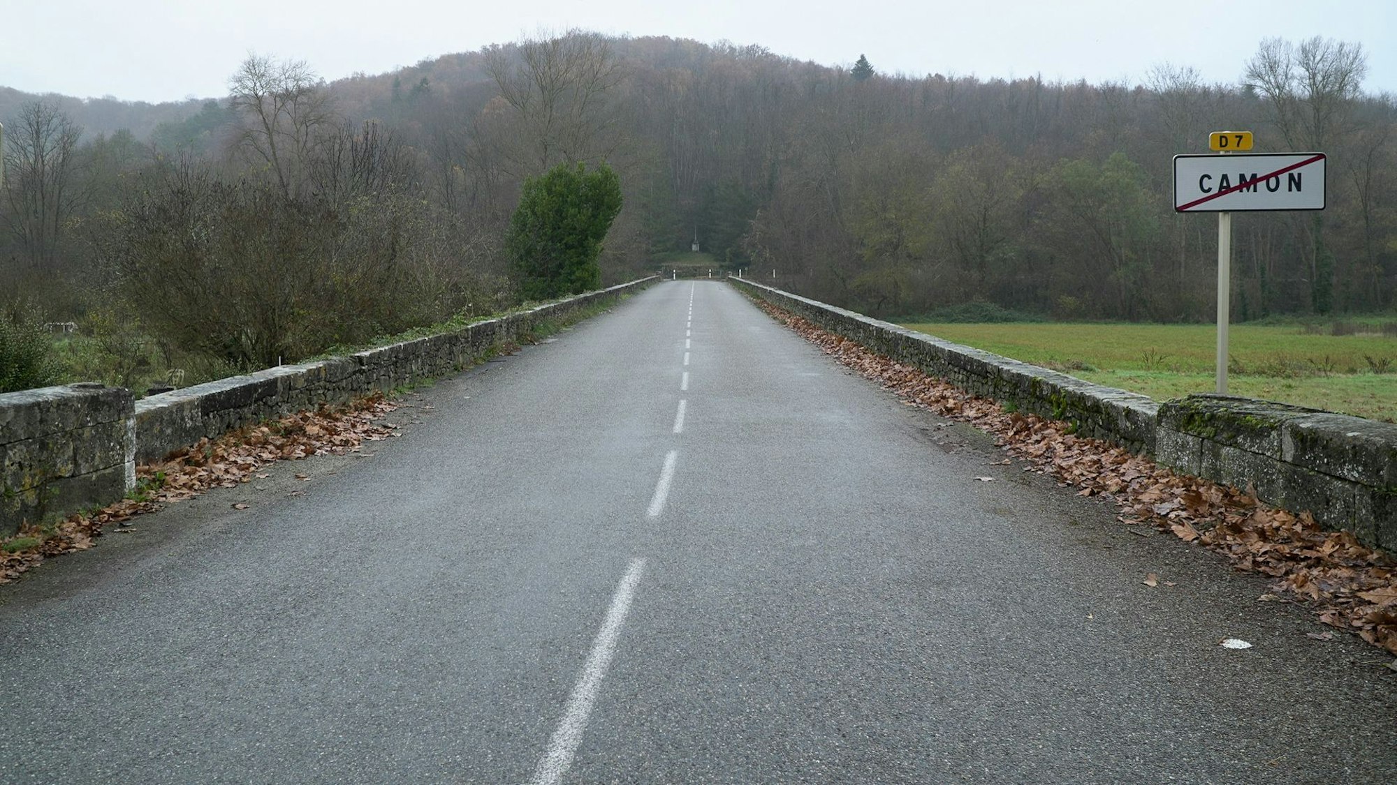 Der 17-Jährige wurde an dieser Landstraße zwischen den Dörfern Camon und Chalabre von einem Kurierfahrer aufgelesen.
