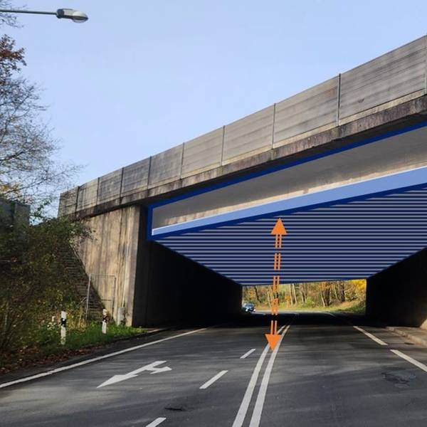 Das Bild illustriert den Vorschlag von Professor Wörzberger zur Brücke der A4 über die Landstraße bei Untereschbach.
