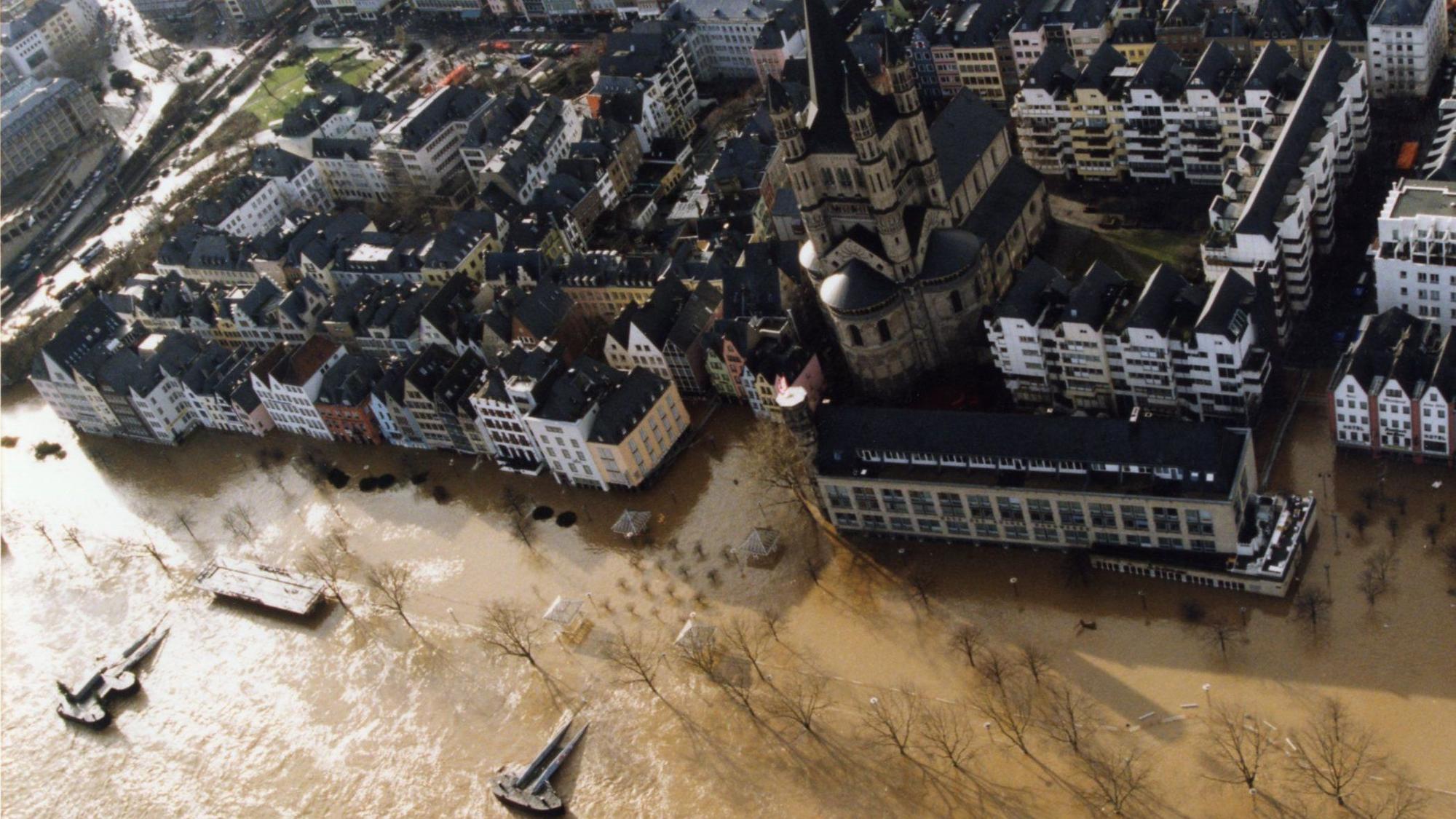 Die überflutete Kölner Altstadt