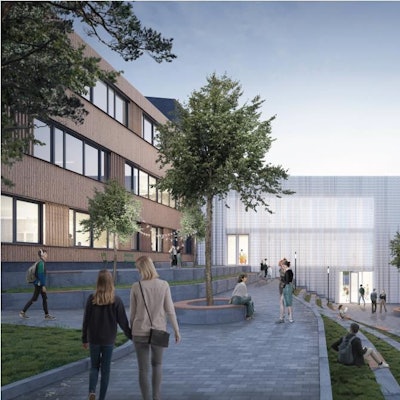 Die grafische Visualisierung zeigt ein modernes Schulgebäude.