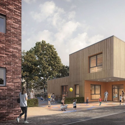 An der Grundschule Uferstraße entsteht im Jahr 2024 ein Neubau für den Offenen Ganztag und ein weiteres Gebäude für eine viergruppige Kita.