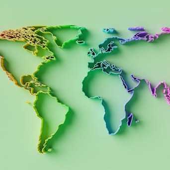 Eine Weltkarte in 3D.