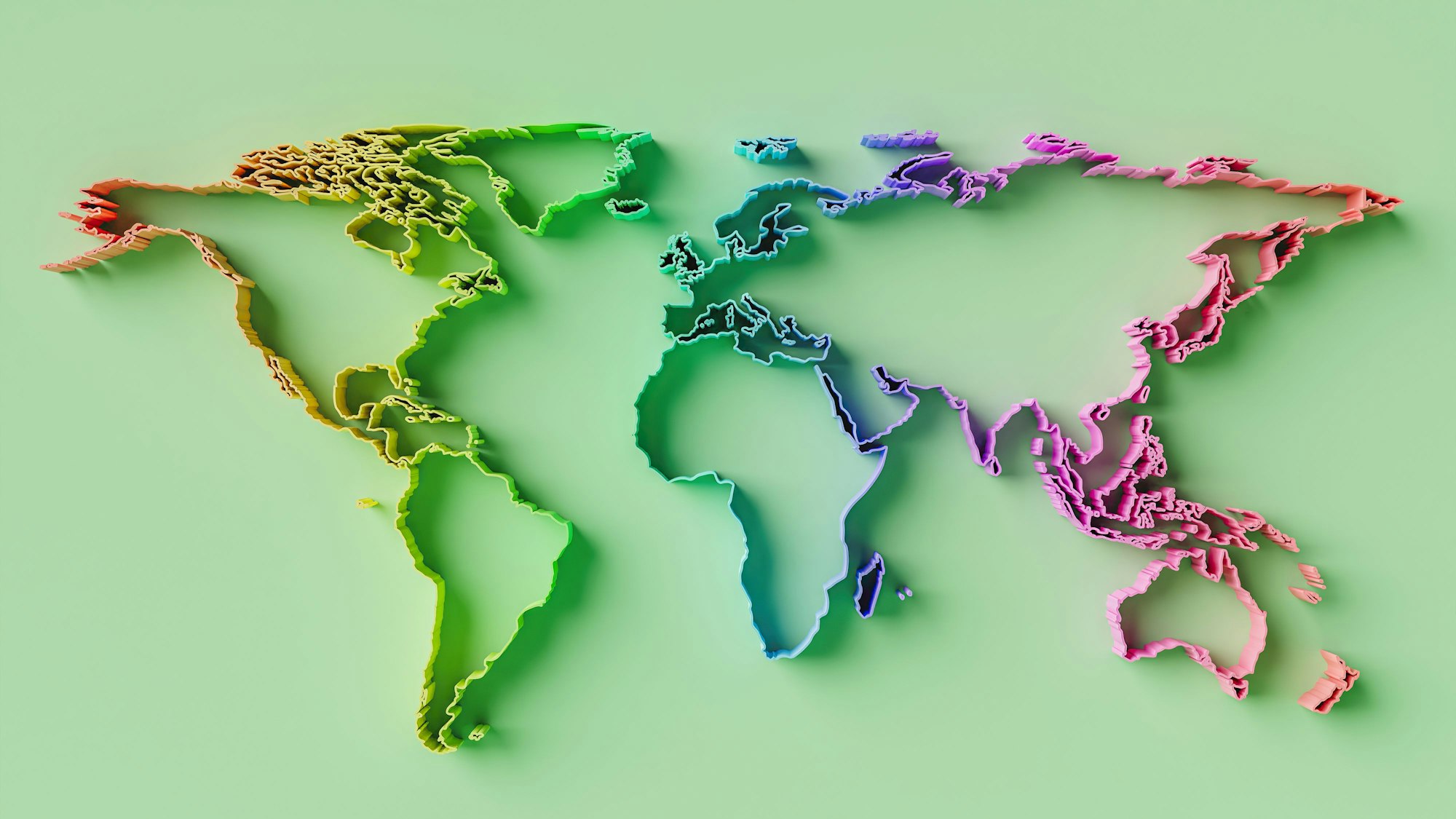 Eine Weltkarte in 3D.