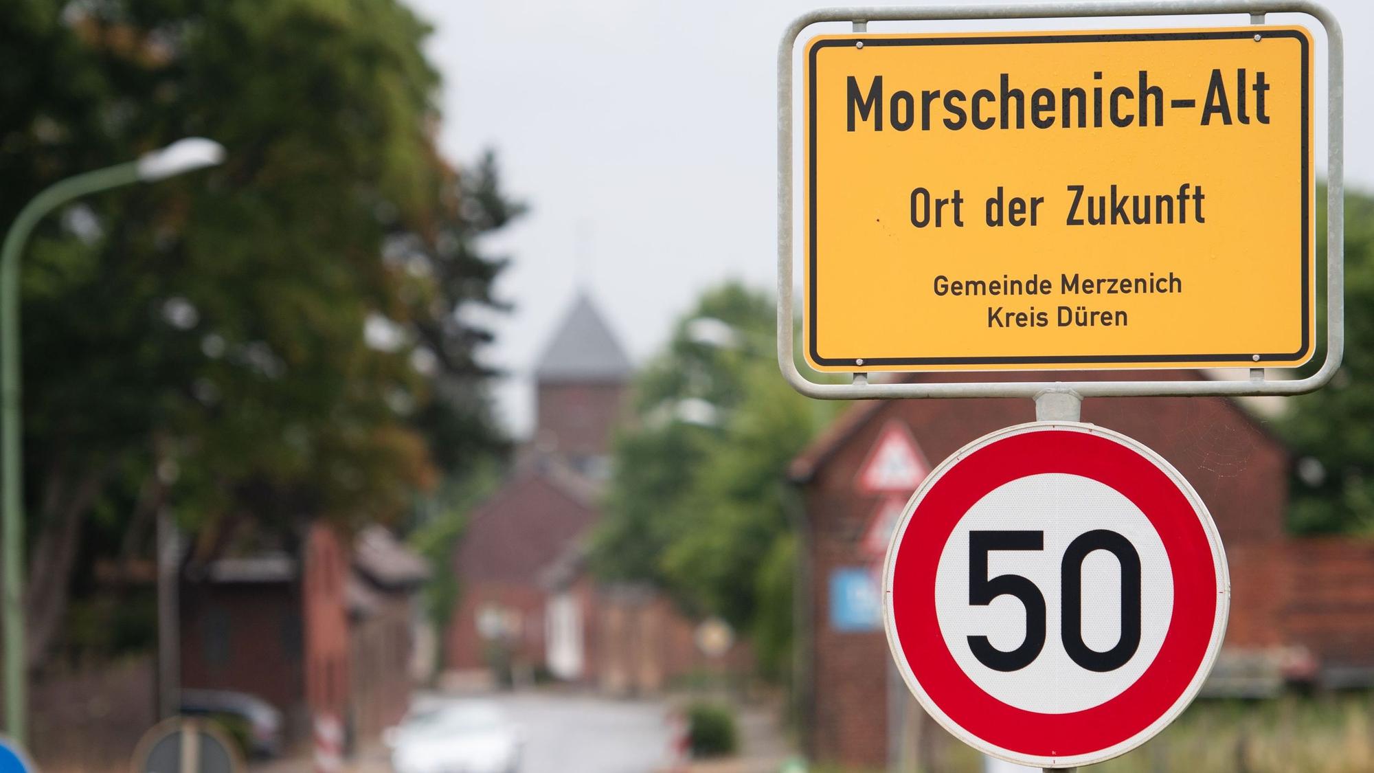 Das Ortseingangsschild von Morschenich-Alt.