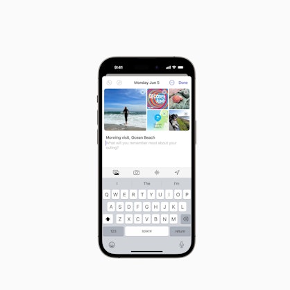 Die neue Journal-App von Apple, zu sehen auf einem Smartphone.