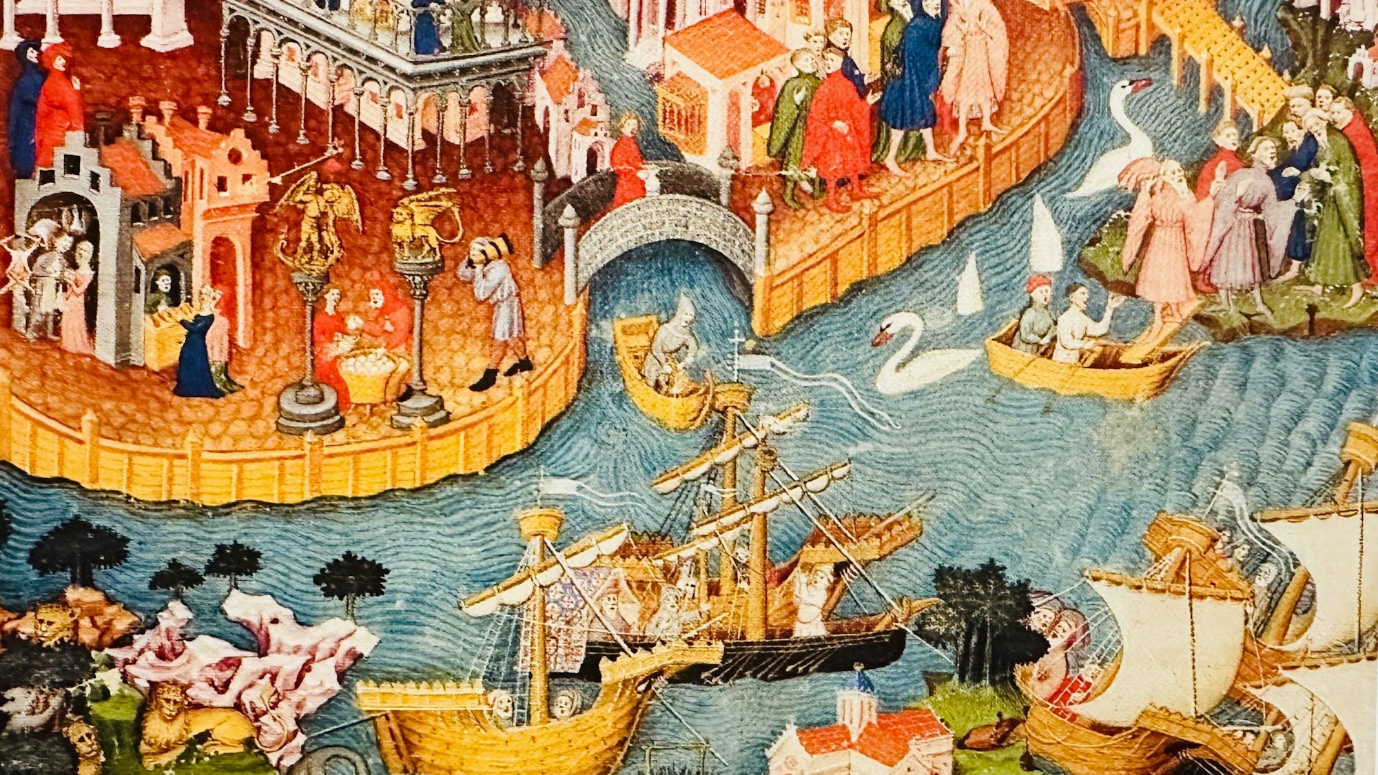 Ein unbekannter Künstler hat Jahrhunderte später gemalt, wie Marco Polo Venedig verlässt