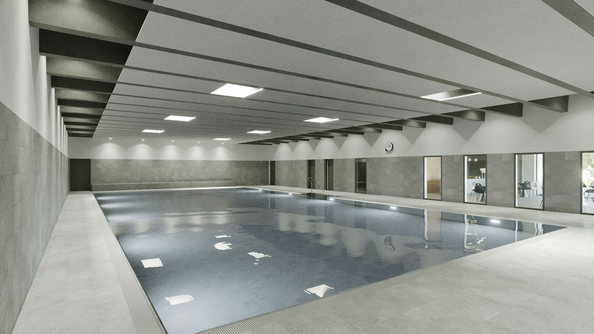 Die Visualisierung zeigt ein Becken, die Wände sind in Stein gehalten.