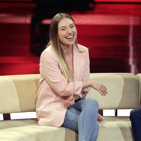 Bianca Claßen bei der Aufzeichnung der ARD-Unterhaltungsshow Verstehen Sie Spass in den Bavaria Studios.