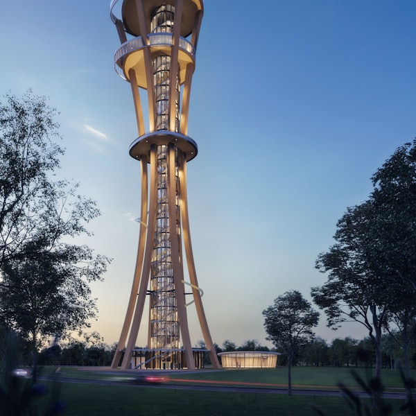 Das Foto zeigt eine Grafik vom Rheinlandturm.