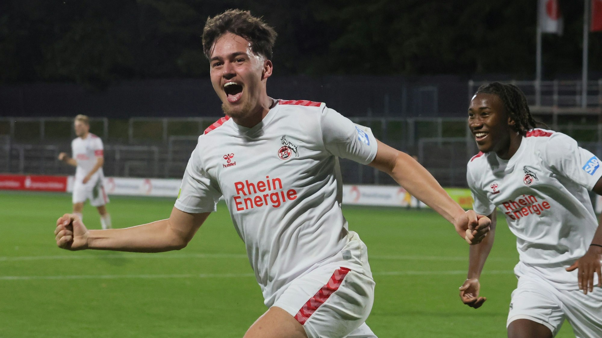 1. FC Köln Amateure (U21) vs. FC Wegberg-Beeck, Regionalliga West, Saison 2023/24, Jubel nach dem Tor zum 1:0 durch Rijad Smajic (1. FC Köln), 07.10.2023, Bild: Herbert Bucco