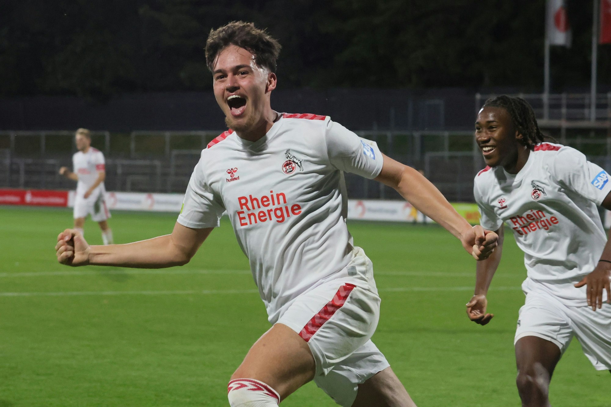 1. FC Köln Amateure (U21) vs. FC Wegberg-Beeck, Regionalliga West, Saison 2023/24, Jubel nach dem Tor zum 1:0 durch Rijad Smajic (1. FC Köln), 07.10.2023, Bild: Herbert Bucco