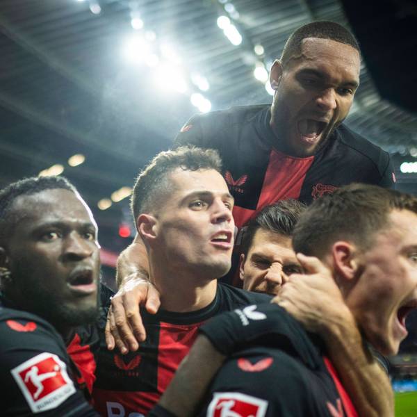 Wollen mit Leverkusen Titel gewinnen: Victor Boniface, Granit Xhaka, Jonathan Tah, Jonas Hofmann und Florian Wirtz.