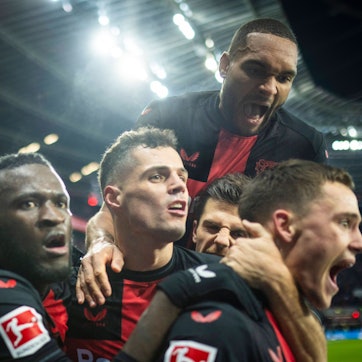 Wollen mit Leverkusen Titel gewinnen: Victor Boniface, Granit Xhaka, Jonathan Tah, Jonas Hofmann und Florian Wirtz.