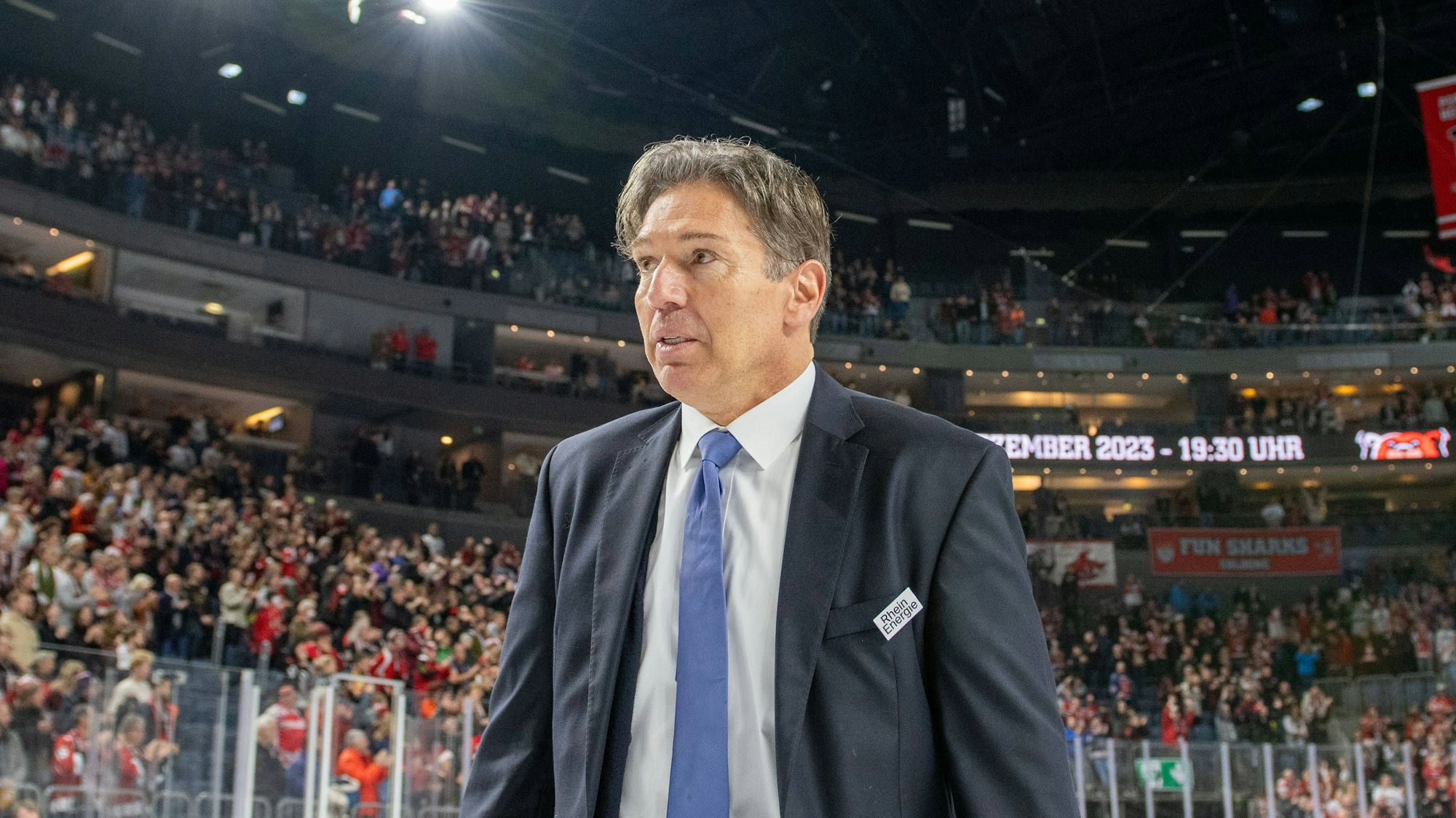 Haie-Coach Uwe Krupp in der Lanxess Arena.