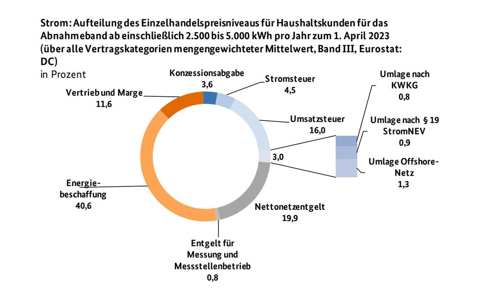 So setzt sich der Strompreis zusammen, die Netzentgelte der Versorger machen rund ein Fünftel des Preises aus.