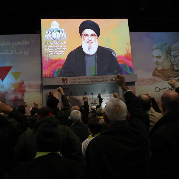 Hassan Nasrallah bei seiner Rede am Mittwoch. Der Hisbollah-Führer droht Israel mit einem Krieg „ohne Regeln“.