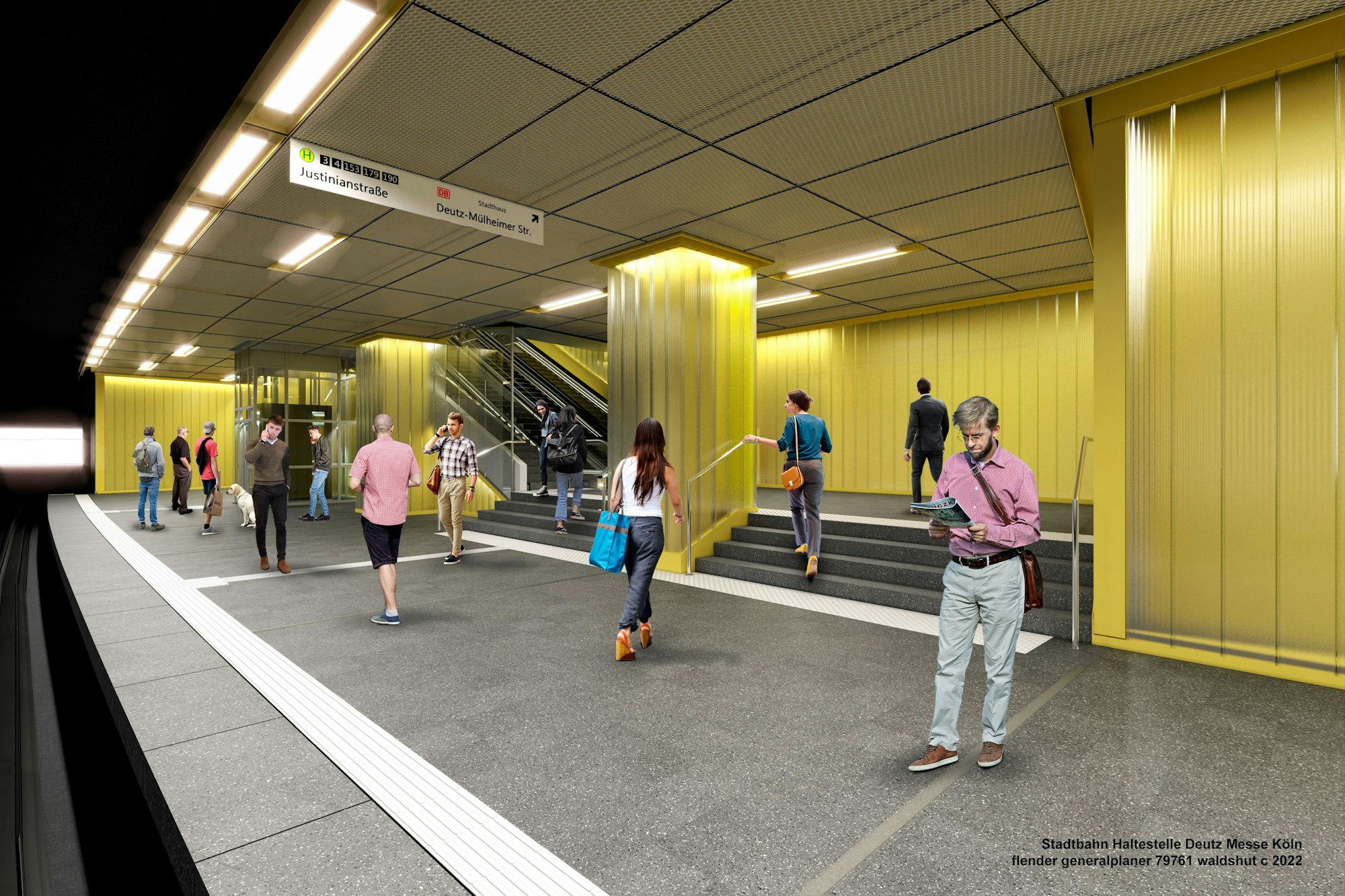 Visualisierung der Stadtbahn-Gleisebene an der Haltestelle Deutz/Messe
