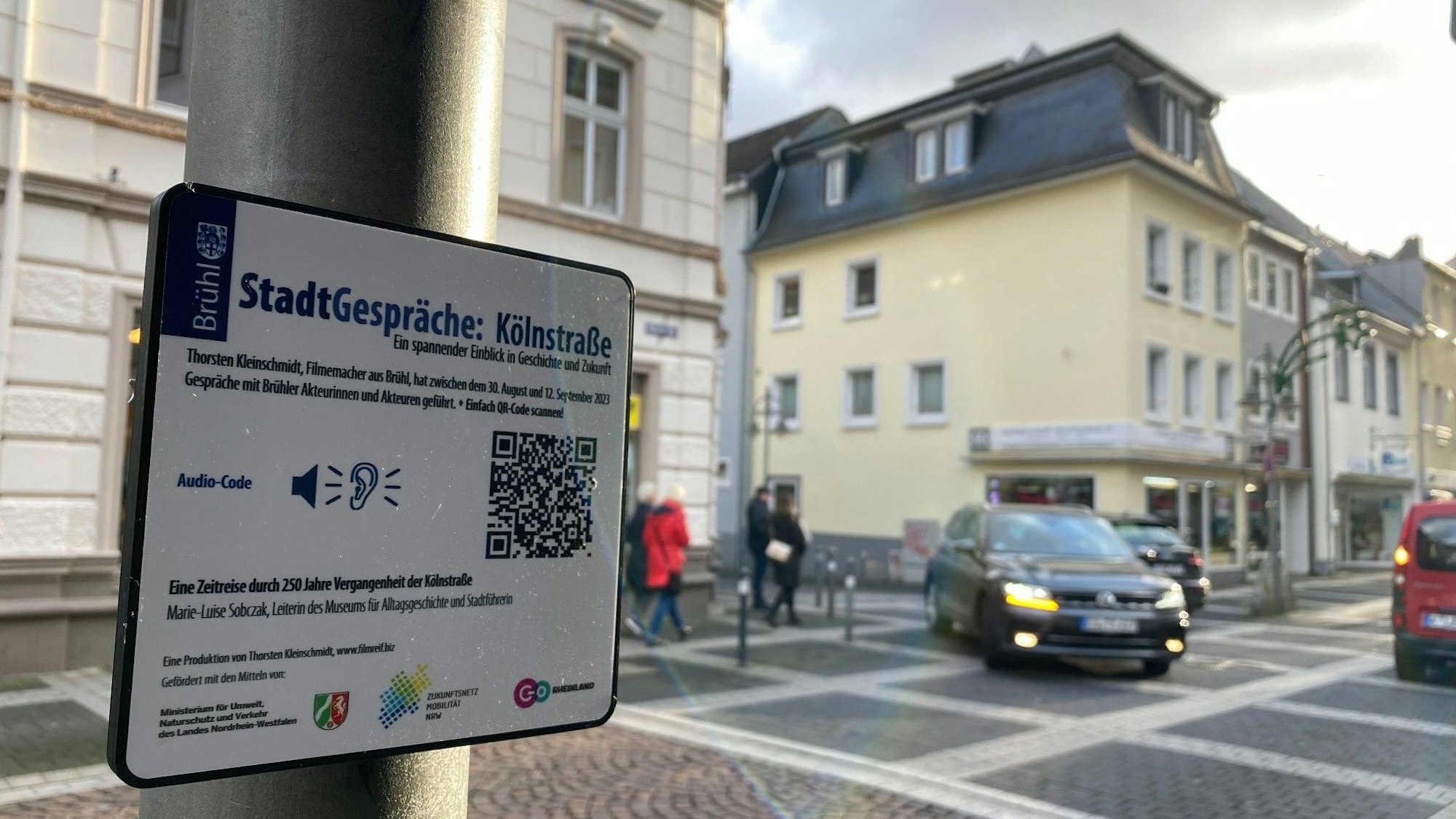 Zu sehen ist eines der Schilder mit dem QR-Code.
