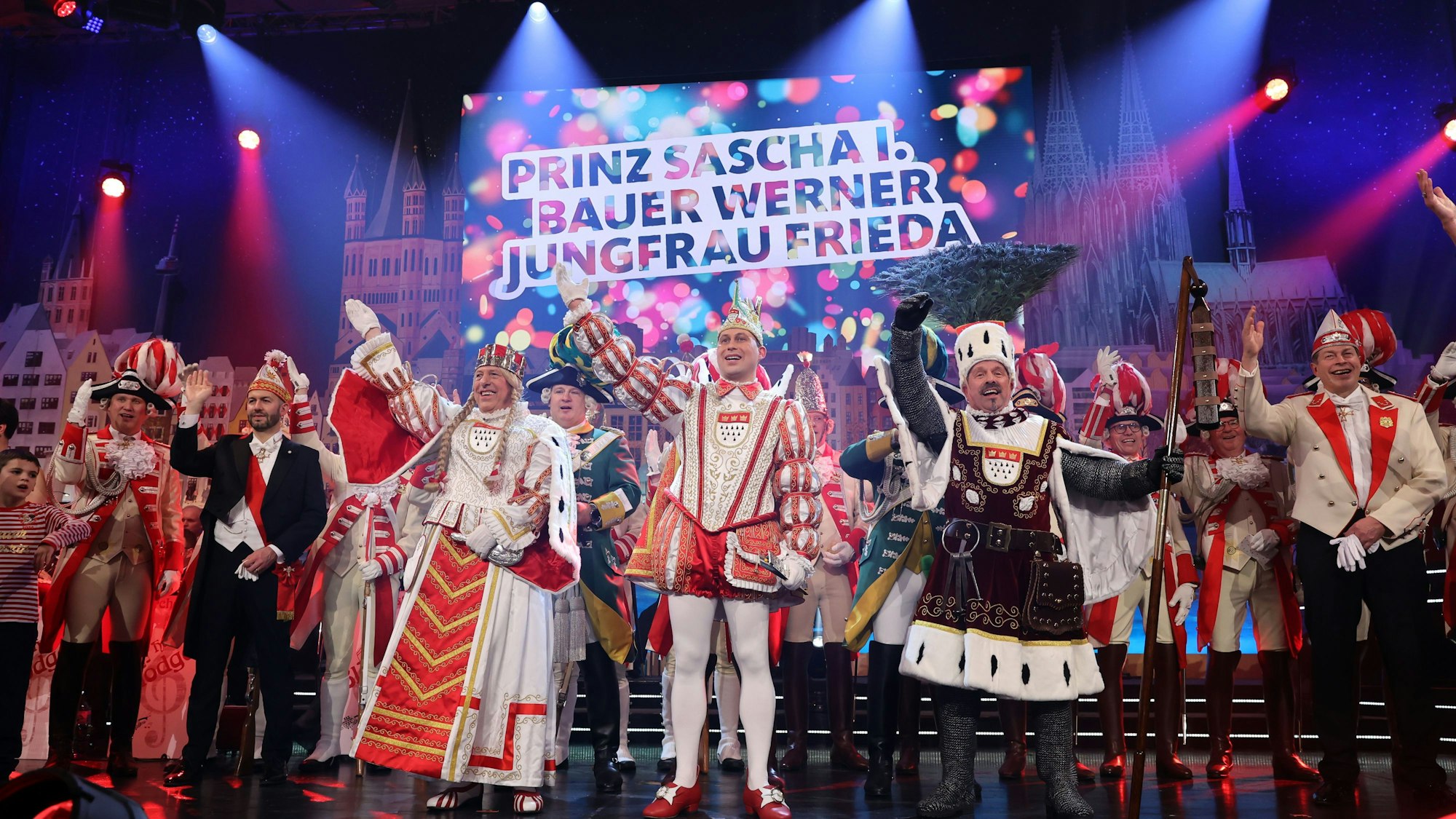 05.01.2024
Köln:
Prinzenproklamation des Kölner Dreigestirns der Session 2024
Das designierte Kölner Dreigestirn wird offiziell ins Amt gehoben und regiert ab diesem Zeitpunkt über die Jecken der Stadt.
Jungfrau Frieda, Prinz Sascha I. und Bauer Werner
Foto: Martina Goyert