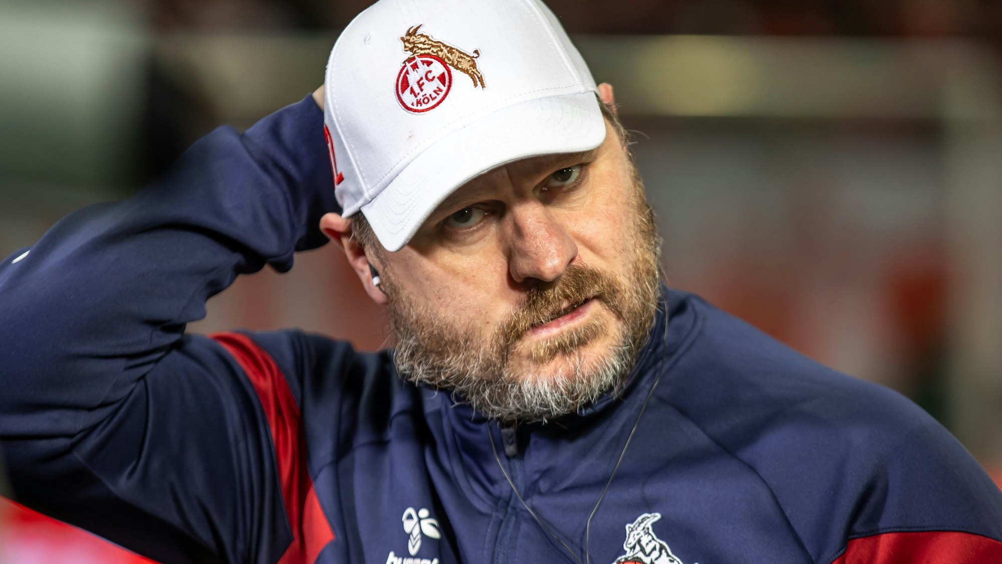 Trainer Steffen Baumgart von 1. FC Köln blickt konzentriert.