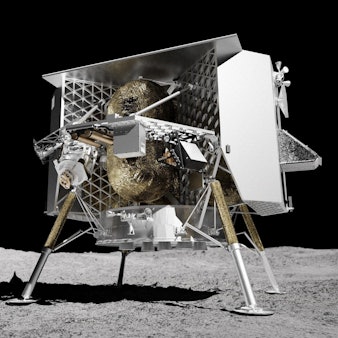 Eine Darstellung der Raumsonde Peregrine auf der Mondoberfläche.
Dieser Roboter soll auf dem Mond landen.