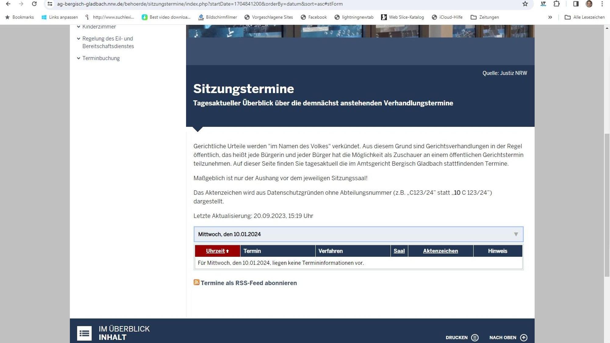 Die digitale Sitzungsanzeige nicht nur des Bensberger Amtsgerichts war gestört.