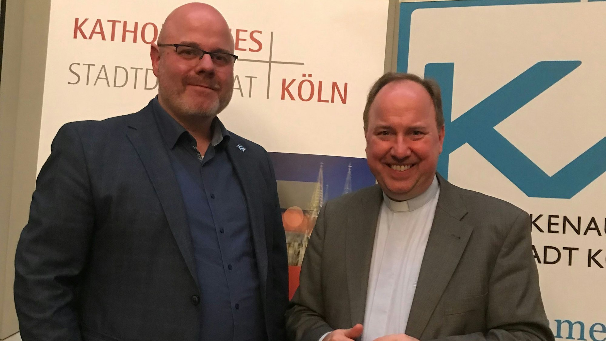 Dreikönigsempfang des Stadtdekanats und des Katholikenausschusses (v. l.: Gregor Stiels und Robert Kleine).