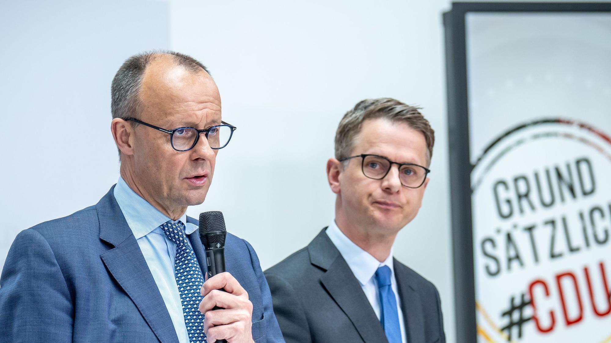 CDU-Chef Friedrich Merz (l.) und sein Generalsekretär Carsten Linnemann.