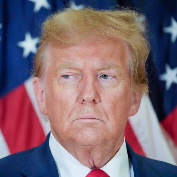 Der ehemalige US-Präsident Donald Trump bei einer Pressekonferenz nach der Gerichtsverhandlung in New York.