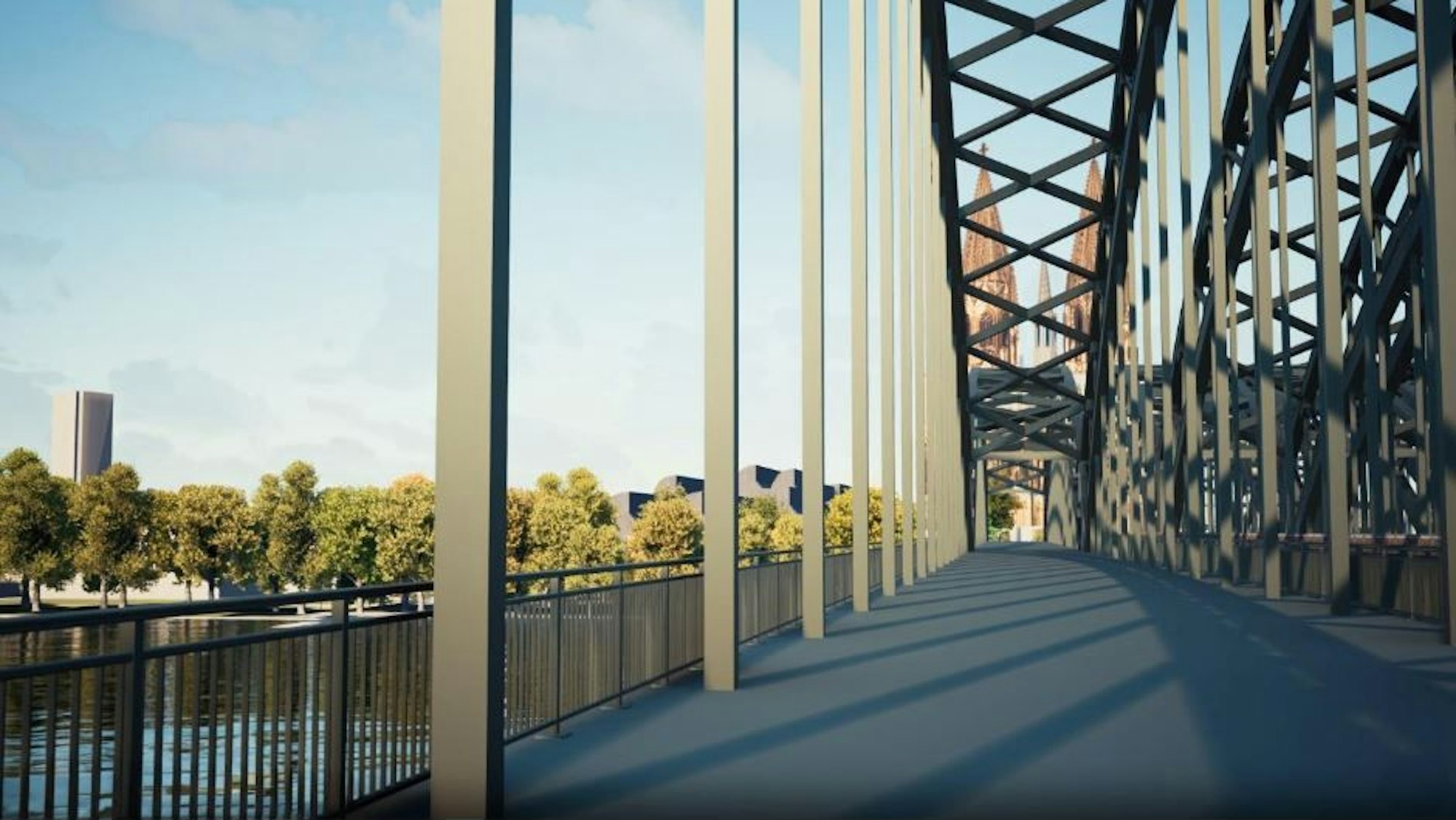 So würde die Erweiterung der Hohenzollernbrücke im historischen Design aussehen.