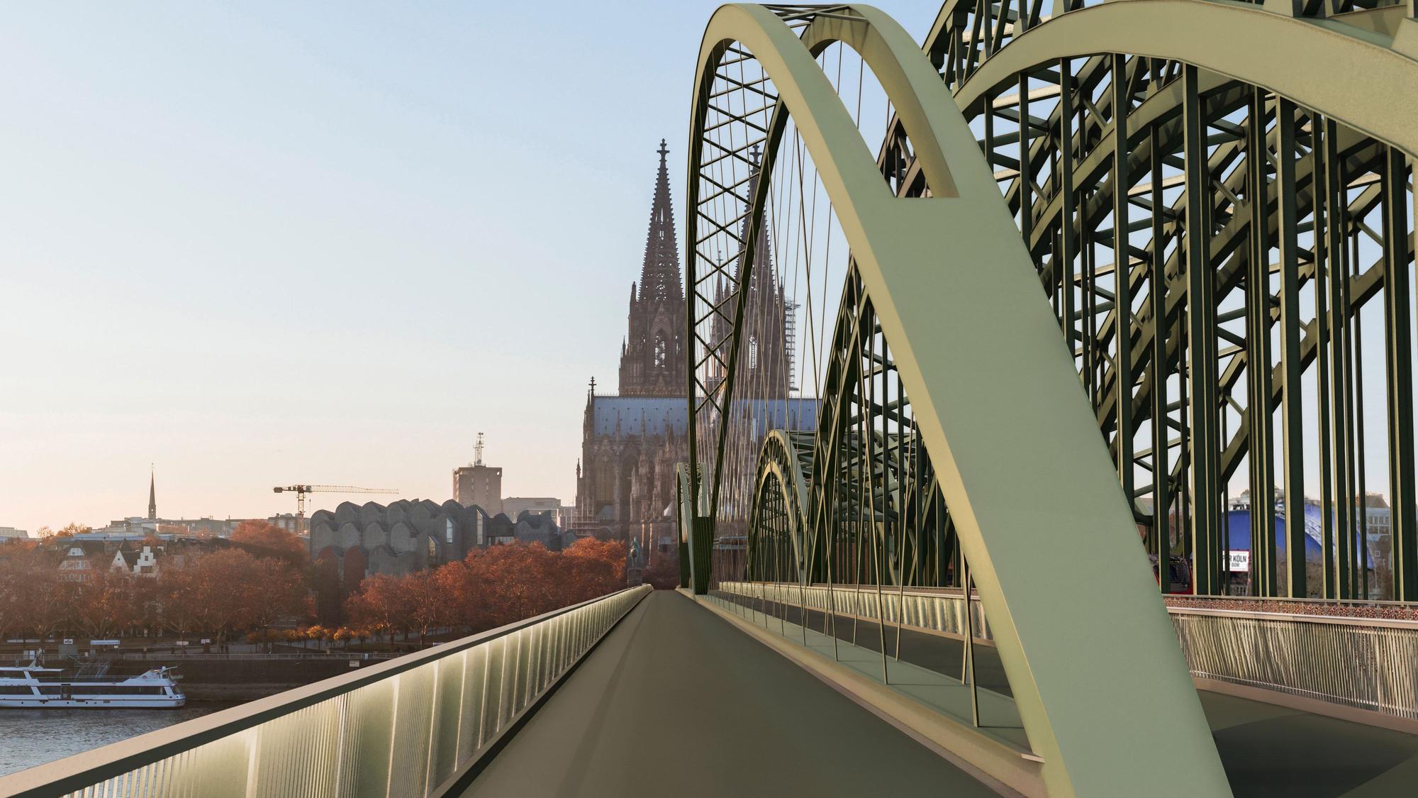Die Stadtverwaltung bevorzugt diese Variante des Anbaus an die Hohenzollernbrücke.