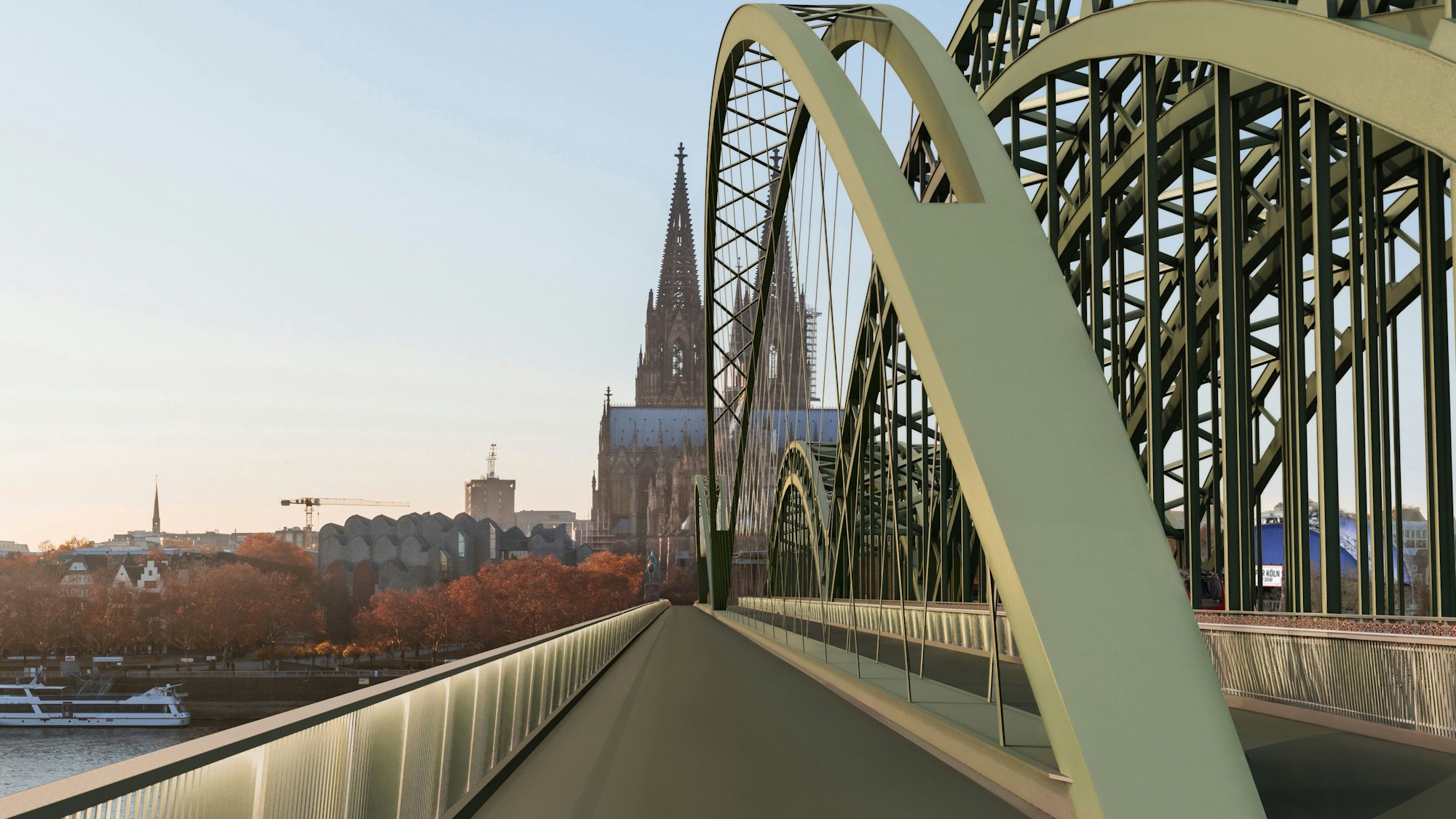 Die Stadtverwaltung bevorzugt diese Variante des Anbaus an die Hohenzollernbrücke.