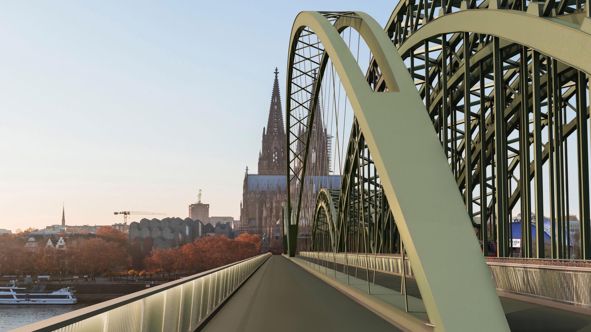 Eine Visualisierung des Anbaus an die Hohenzollernbrücke