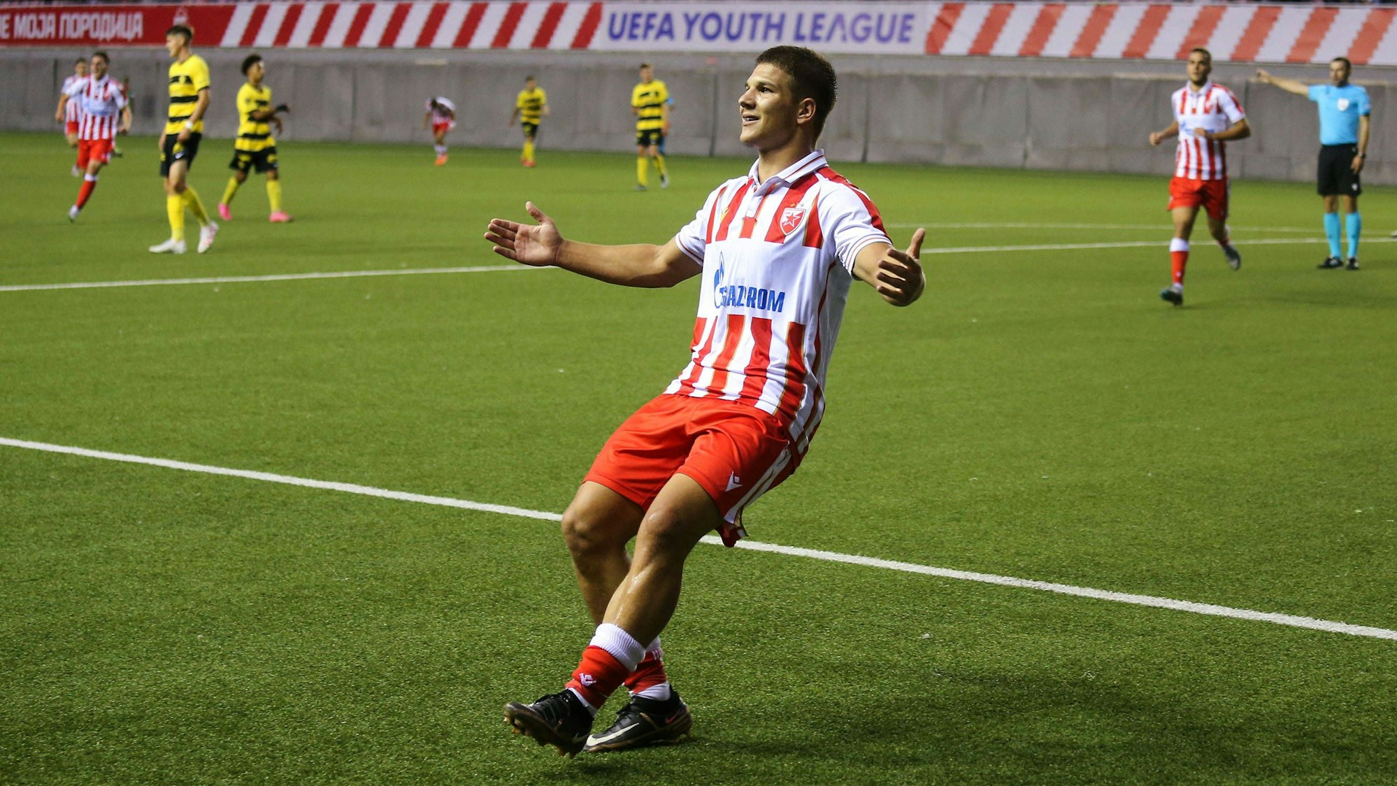 RECORD DATE NOT STATED 04.10.2023 BelgradeSerbia FK Crvena ZvezdaRed Star-FC Young Boys youth league men s football Jovan Mijatovic Crvena ZvezdaRed Star celebrate scored goal :S.Sandic/