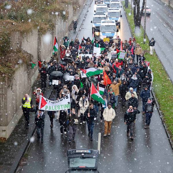 15.01.2024, Köln: ProPaästina Demo an der Universität Köln.Foto:Dirk Borm