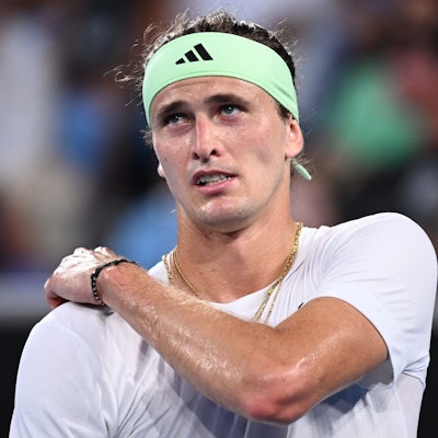 Alexander Zverev bei seinem Ersrunden-Match gegen Landsmann Dominik Koepfer.