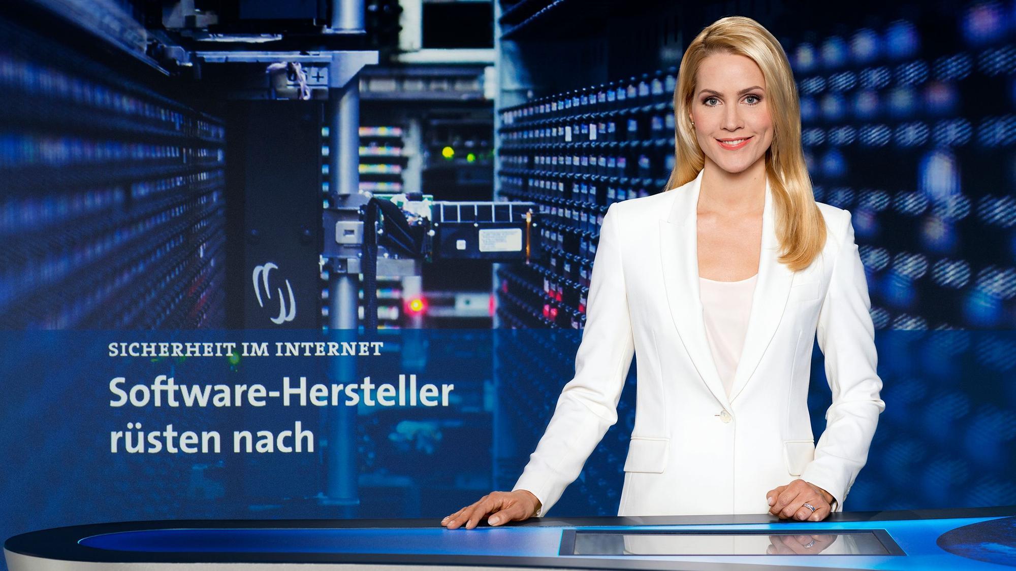 Judith Rakers spricht die Tagesschau.