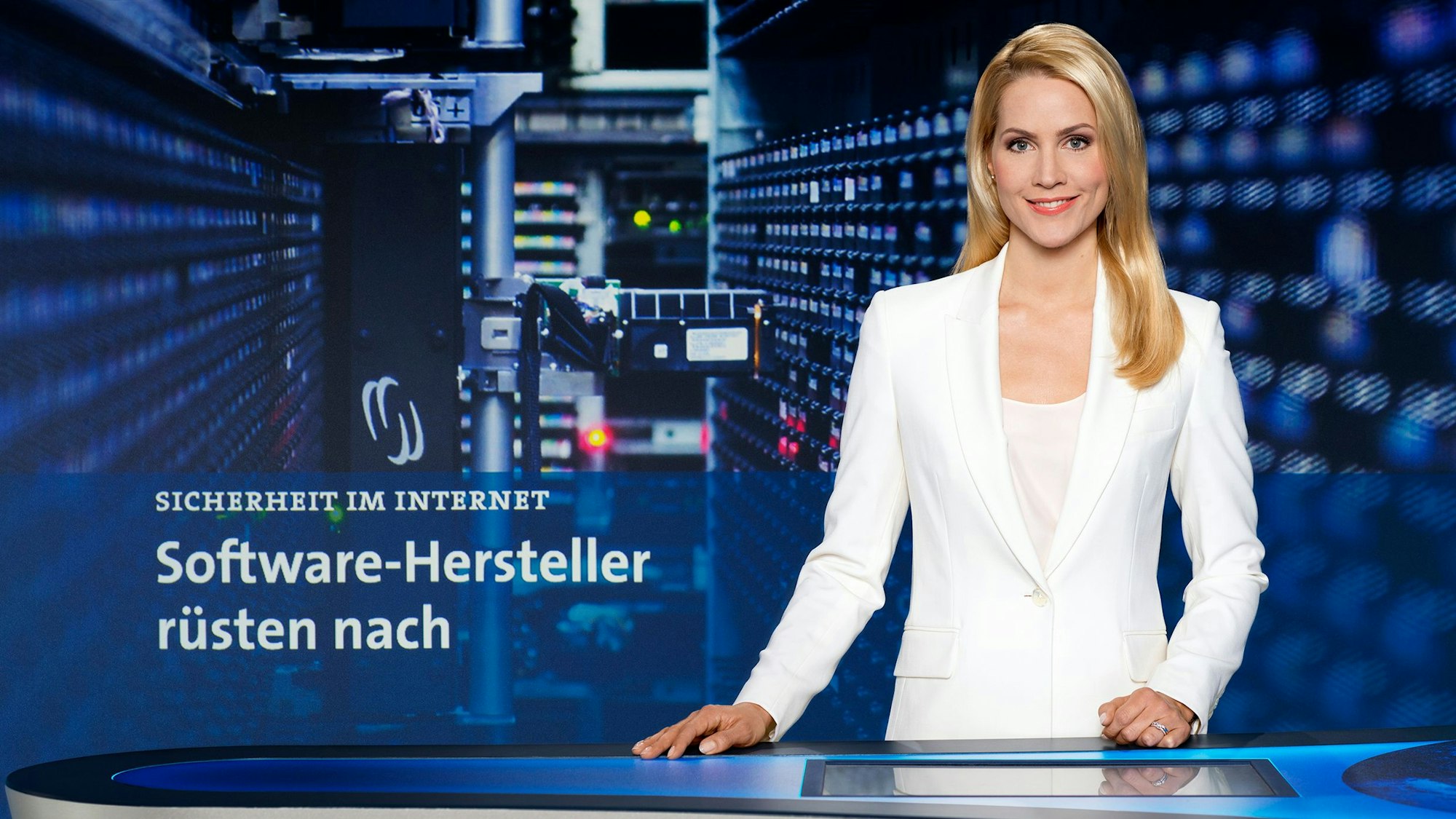Judith Rakers spricht die Tagesschau.