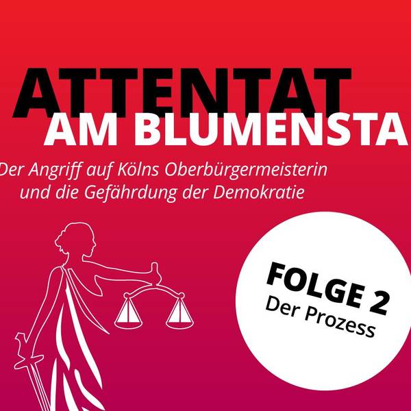 Illustration: Grafik zur zweiten Podcast-Folge, Justitia neben Gefängnisgittern