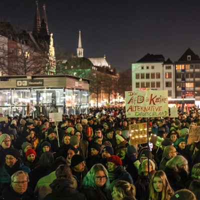 Demonstration gegen Rechtsextremismus Mitte Januar auf dem Kölner Heumarkt.
