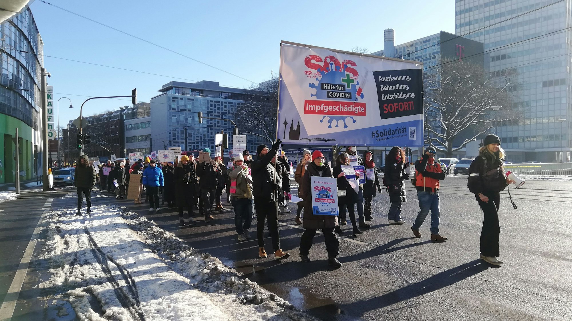 Impfegschädigte demonstrieren in Köln.