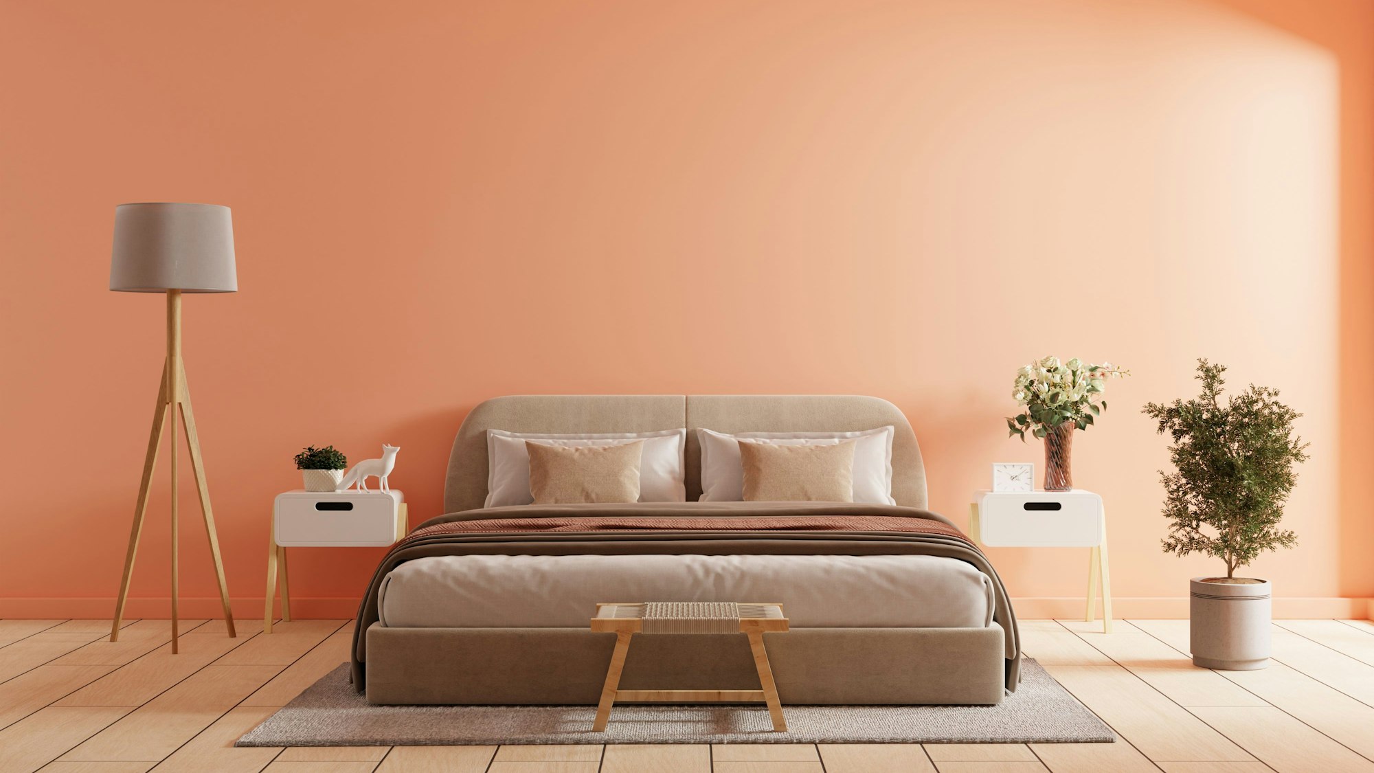 Ein Schlafzimmer in der Trendfarbe des Jahres 2024