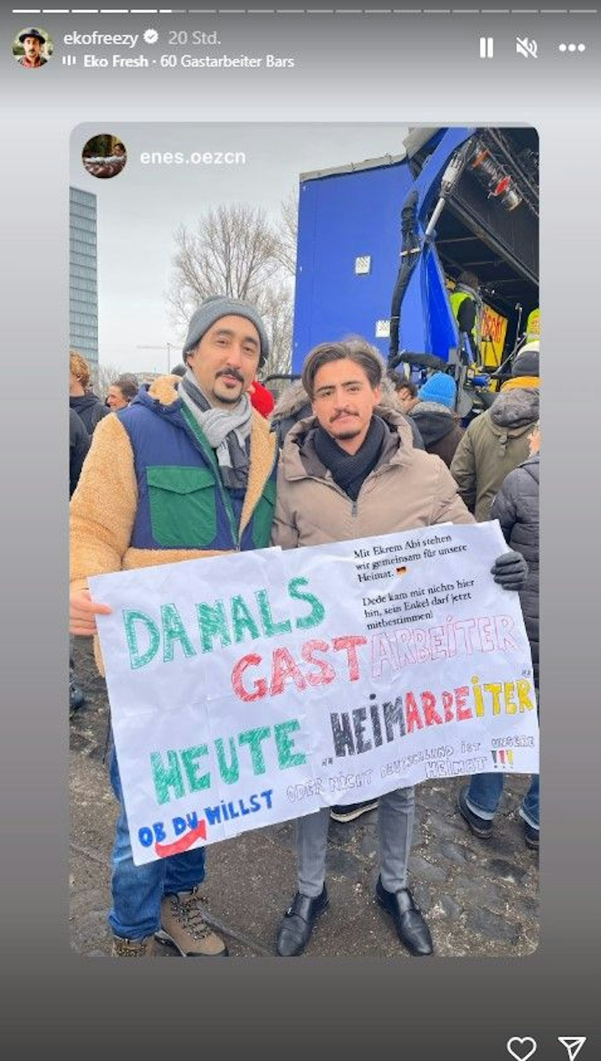Eko Fresh bei der Demonstration am 21. Januar in Köln