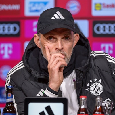 Bayern-Trainer Thomas Tuchel auf der Pressekonferenz nach der NIederlage gegen Werder Bremen.